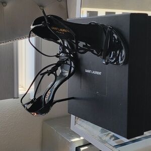 YSL Black Patent Leather Cassandra Heels